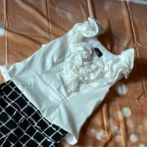 Elegant White Ruffled & Rouched Women's Top